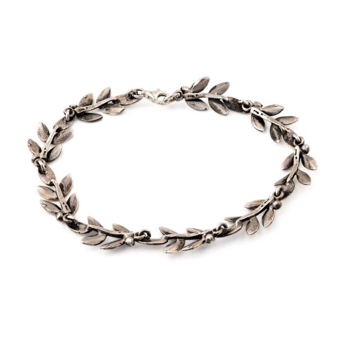 Olive Leaves Link Bracelet - 925 Sterling Silver - Image 2