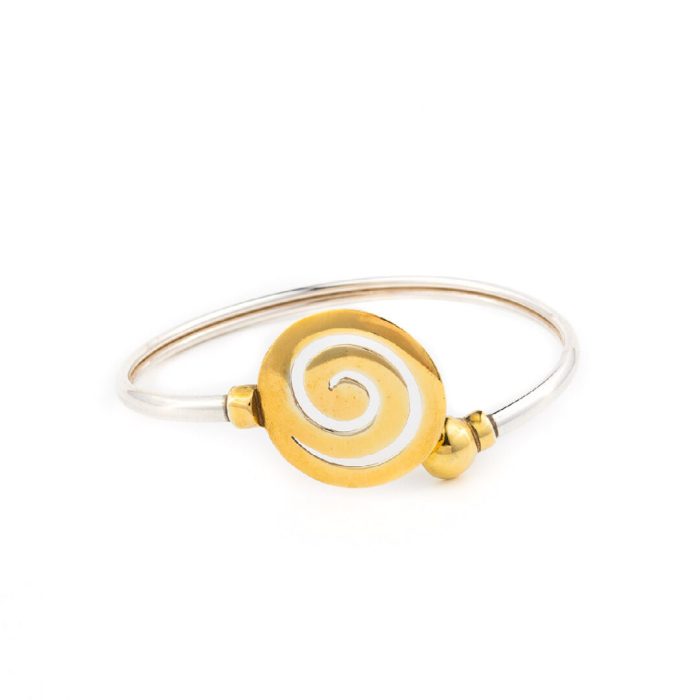 Spiral Hinge Bracelet - 925 Sterling Silver and Gold Plated - Image 1
