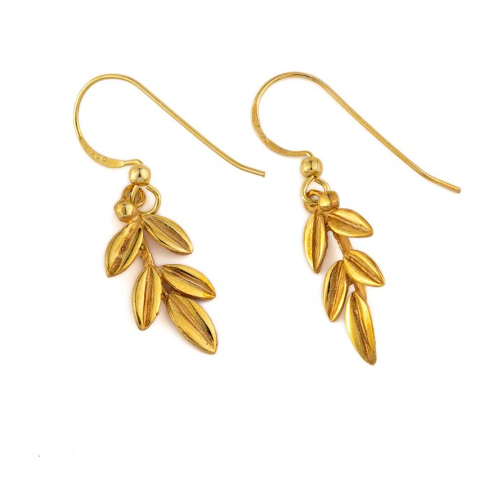 Olive Leaf earrings  - 925 Sterling Silver and Gold Plated - Image 1