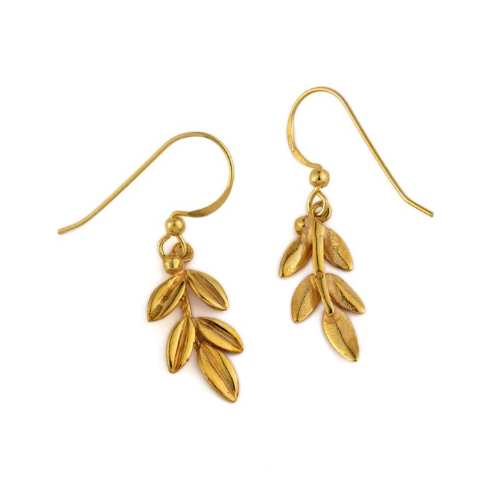 Olive Leaf earrings  - 925 Sterling Silver and Gold Plated - Image 2