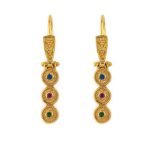 Byzantine Earrings with Multicolor Zircon - Sterling Silver and Gold Plated