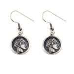 Goddess Athena Coin Earrings - 925 Sterling Silver
