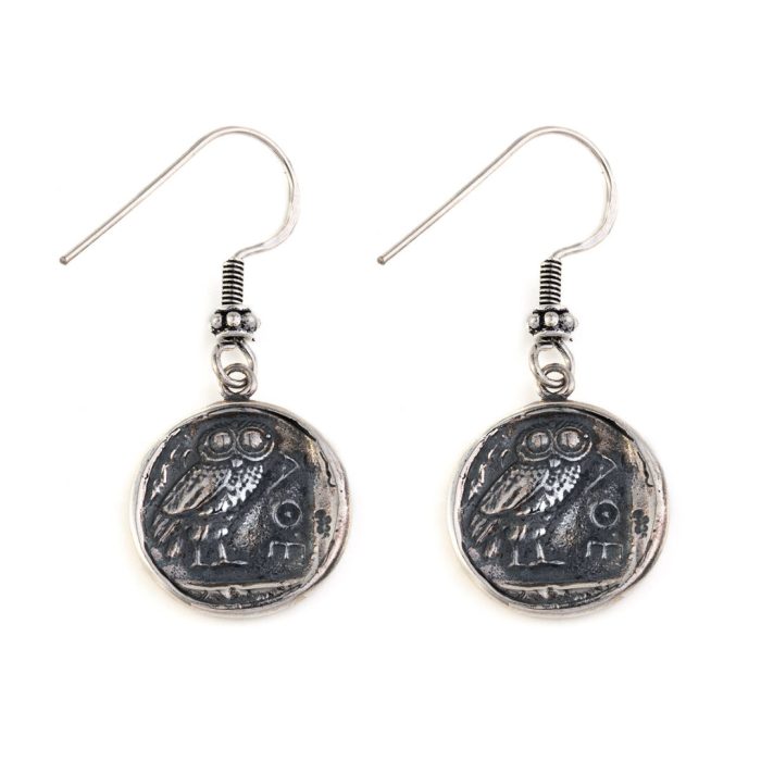 Goddess Athena Coin Earrings - 925 Sterling Silver - Image 2