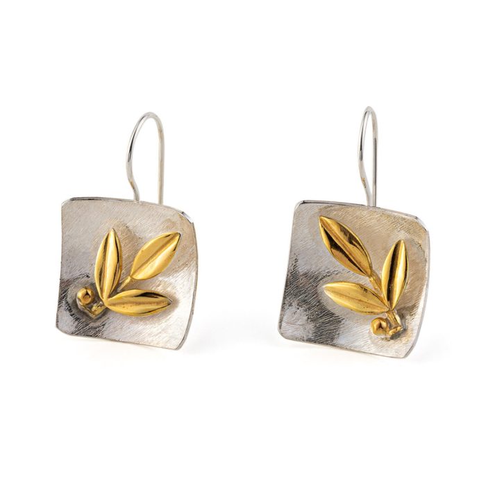 Leaf earrings  - 925 Sterling Silver and Gold Plated - Image 1