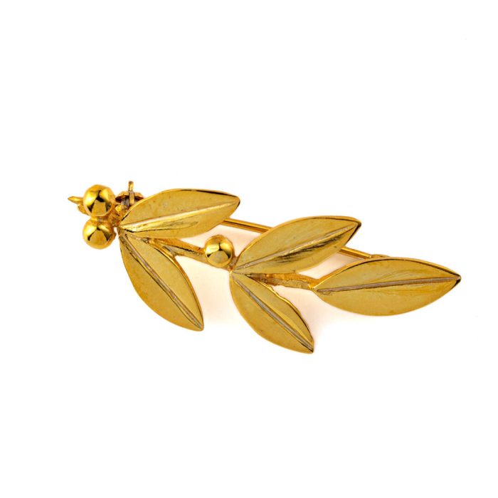 Olive Leaves Brooch – 925 Sterling Silver and Gold Plated - Image 2