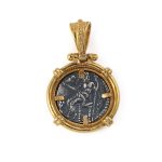 Hercules Coin Pendant - 925 Sterling Silver Gold Plated - Image 2