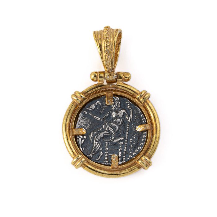 Hercules Coin Pendant - 925 Sterling Silver Gold Plated - Image 2