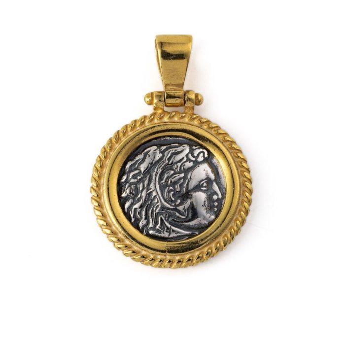 Hercules Coin Pendant - Sterling Silver 925 and Gold Plated - Image 1