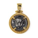 Helios Sun Coin Pendant - 925 Sterling Silver Gold Plated - Image 3