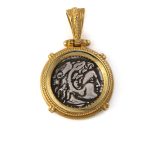 Hercules Coin Pendant - Sterling Silver Gold Plated
