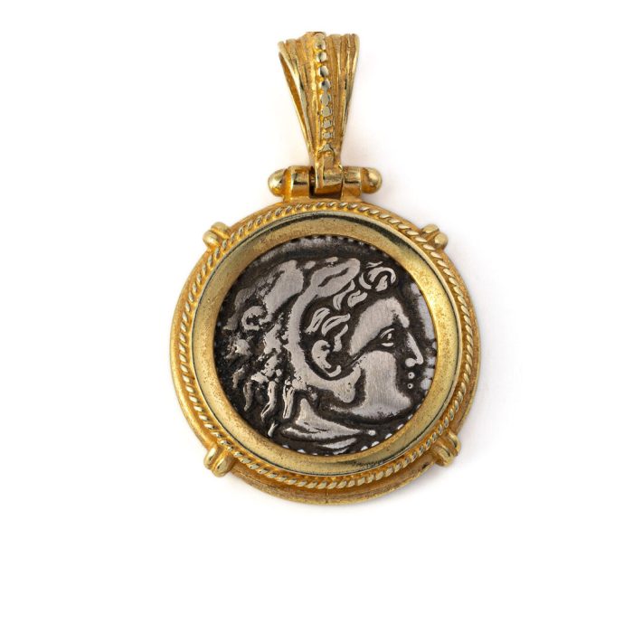 Hercules Coin Pendant - Sterling Silver Gold Plated - Image 1
