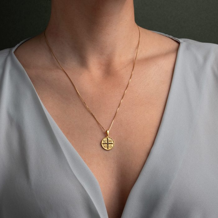 Constantinato Cross Pendant with Zircon - 925 Sterling Silver Gold Plated - Image 2