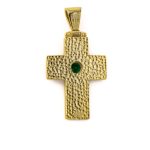 Byzantine Cross Pendant with Zircon - 925 Sterling Silver Gold Plated - Image 2