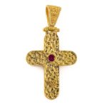 Byzantine Cross - 925 Sterling Silver Gold Plated with Zircon - Image 3