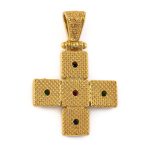 Byzantine Zircon Square Cross - 925 Sterling Silver Gold Plated - Image 3