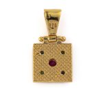 Byzantine Multicolor Square Pendant - 925 Sterling Silver Gold Plated - Image 2