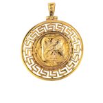 Goddess Athena and Wisdom Owl Pendant - 14K Gold - Image 3