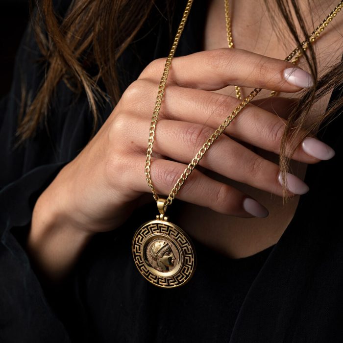 Goddess Athena and Wisdom Owl Pendant - 14K Gold - Image 5