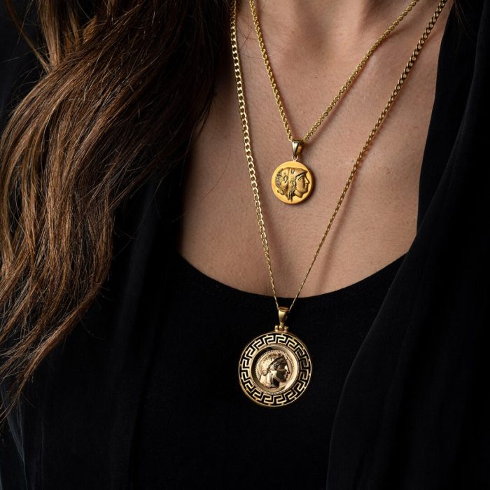Goddess Athena and Wisdom Owl Pendant - 14K Gold - Image 6