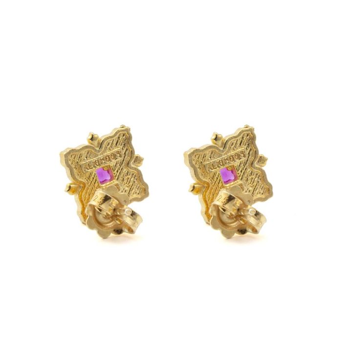 Byzantine Stud Earrings with Zircon - 925 Sterling Silver and 18K Gold Plating - Image 3