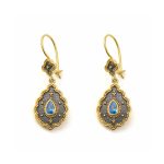 Byzantine Dangle Earrings with Blue Zircon
