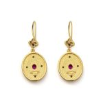 Byzantine Dangle Oval Earrings with Zircon - Image 3