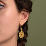 Byzantine Dangle Oval Earrings with Zircon - Image 2