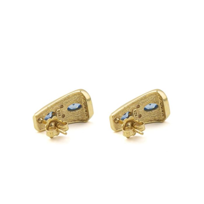 Byzantine Earrings with Blue Zircon - 925 Sterling Silver and 18K Gold Plating - Image 3