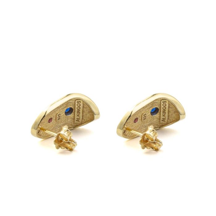 Two Tone Byzantine Stud Earrings with Zircon - Image 3