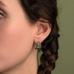 Two Tone Byzantine Stud Earrings with Zircon - Image 2