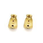 Byzantine Stud Earrings with Zircon - Sterling Silver and 18K Gold Plating - Image 3