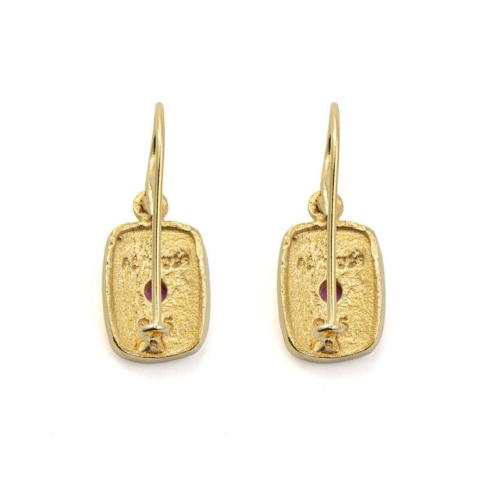 Byzantine Drop Earrings with Red Zircon - 925 Sterling Silver - Image 3