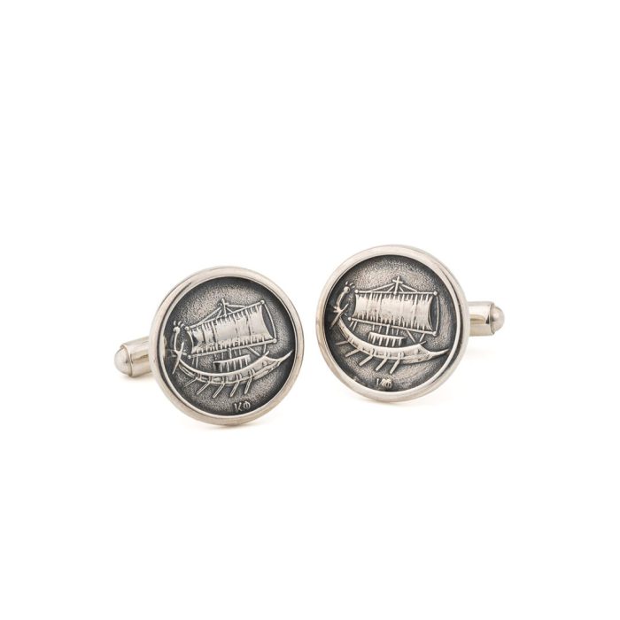 Trireme Cufflinks - 925 Sterling Silver - Image 1