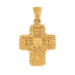 18K Gold Byzantine Filigree Cross with rubies emeralds and sapphires - Image 3
