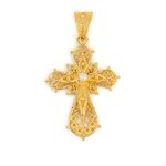 Byzantine Filigree Cross in 18K Gold with Pearl