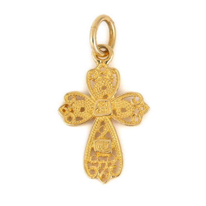18K Gold Byzantine Filigree Cross Ariadne - Image 3