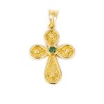 14K Gold Byzantine Emerald Cross
