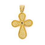 14K Gold Byzantine Emerald Cross - Image 3