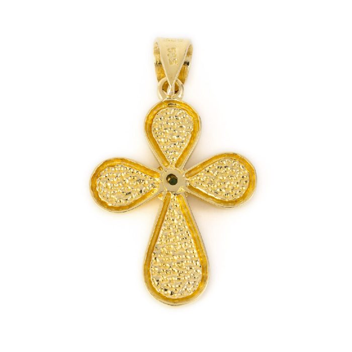 14K Gold Byzantine Emerald Cross - Image 3