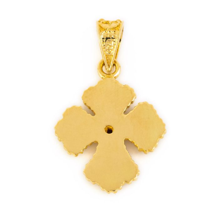 18K Gold Byzantine Filigree Cross with Turquoise Enamel - Image 2