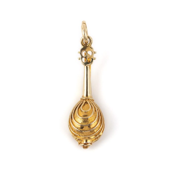14k Yellow Gold Greek Bouzouki Charm Pendant - Image 3