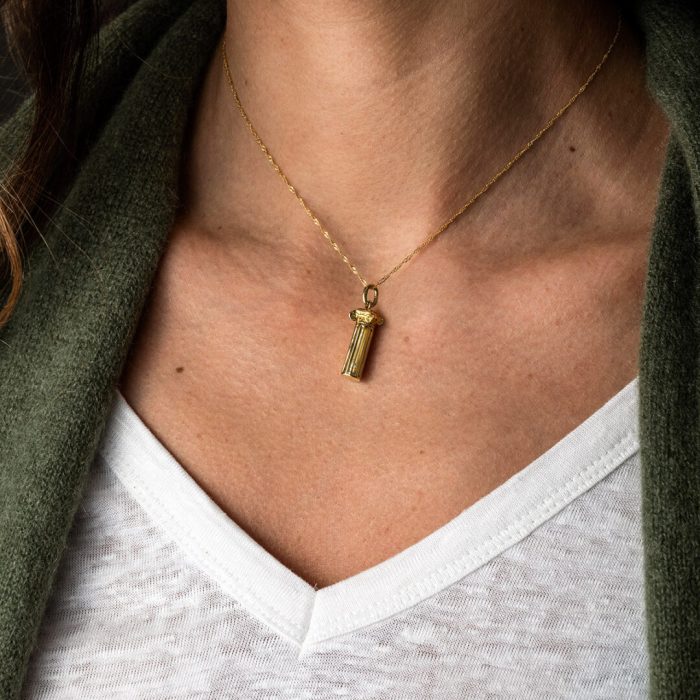 Ionic Column Ancient Greek Charm - 14K Gold - Image 2
