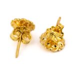 18K Gold and Green Enamel Rosette Stud Earrings - Image 8