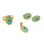 18K Gold and Turquoise Enamel Pendant - Image 3