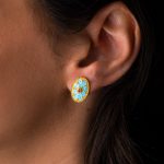 18Κ Χρυσά Σκουλαρίκια με Τυρκουάζ Σμάλτο - Image 2