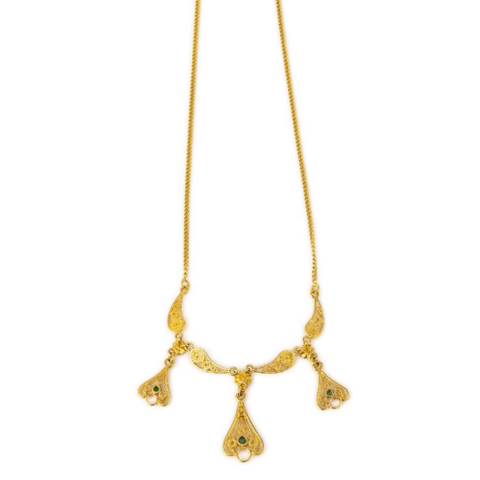 18K Gold Byzantine Filigree Emerald Necklace - Image 5