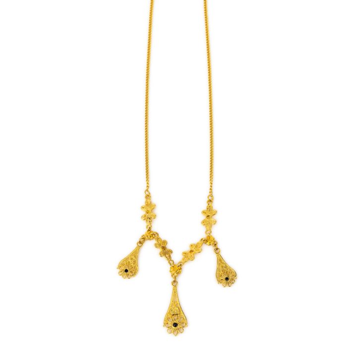 18K Gold Byzantine Filigree Sapphire Necklace - Image 3