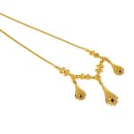 18K Gold Byzantine Filigree Sapphire Necklace - Image 2