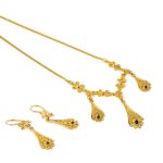 18K Gold Byzantine Filigree Sapphire Necklace - Image 4