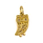 Wisdom Owl Filigree Pendant - 14K Gold with Zircon - Image 2